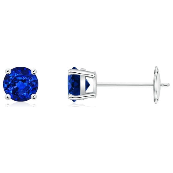 ANGARA Natural Round Blue Sapphire Stud Earrings in 14K White Gold for Women (Size-4mm) | September Birthstone, Birthday, Anniversary, Jewelry Gift for Women | Natural Blue Sapphire Earrings