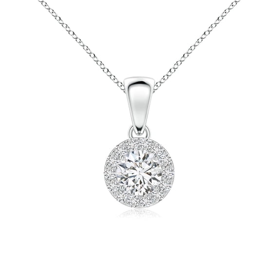 ANGARA Natural Round Diamond Halo Pendant in 14K White Gold for Women (Size-4.5mm | Color-H | Clarity-SI2) | April Birthstone, Birthday, Anniversary, Jewelry Gift for Women | Natural Diamond Necklace