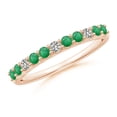 thumbnail image 1 of ANGARA Natural Round Emerald and Diamond Half Eternity Wedding Ring in 14K Rose Gold for Women (Size-2mm) | May Birthstone, Birthday, Anniversary, Jewelry Gift for Women | Natural Emerald Ring, 1 of 8