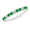 thumbnail image 1 of ANGARA Natural Round Emerald and Diamond Half Eternity Wedding Ring in 14K White Gold for Women (Size-2mm) | May Birthstone, Birthday, Anniversary, Jewelry Gift for Women | Natural Emerald Ring, 1 of 8