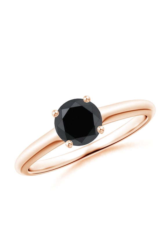 Natural Round Enhanced Black Diamond Solitaire Engagement Ring in 14K Rose Gold for Women (Size-5.8mm) | April Birthstone, Anniversary, Jewelry Gift for Women | Enhanced Black Diamond Ring