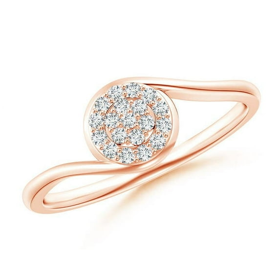 ANGARA Natural Round Halo Diamond Cluster Promise Ring in 14K Rose Gold for Women (Size-1.2mm| Color-G| Clarity-VS2) | April Birthstone, Anniversary, Jewelry Gift for Women | Natural Diamond Ring