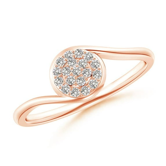 ANGARA Natural Round Halo Diamond Cluster Promise Ring in 14K Rose Gold for Women (Size-1.2mm| Color-I-J| Clarity-I1-I2) | April Birthstone, Anniversary, Jewelry Gift for Women | Natural Diamond Ring