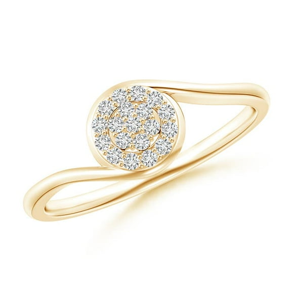 ANGARA Natural Round Halo Diamond Cluster Promise Ring in 14K Yellow Gold for Women (Size-1.2mm| Color-H| Clarity-SI2) | April Birthstone, Anniversary, Jewelry Gift for Women | Natural Diamond Ring