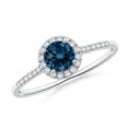 thumbnail image 1 of ANGARA Natural London Blue Topaz Halo Ring with Diamond Accents in 14K White Gold for Women (Size-5mm) | November Birthstone, Anniversary, Jewelry Gift for Women | Natural London Blue Topaz Ring, 1 of 9