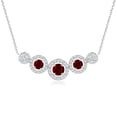 thumbnail image 1 of ANGARA Natural Round Ruby and Diamond Halo Necklace in 14K White Gold for Women (Size-3.5mm) | July Birthstone, Birthday, Anniversary, Jewelry Gift for Women | Natural Ruby Necklace, 1 of 8
