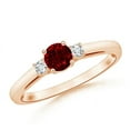 thumbnail image 1 of ANGARA Natural Round Ruby & Diamond Three Stone Engagement Ring in 14K Rose Gold for Women (Size-5mm) | July Birthstone, Birthday, Anniversary, Jewelry Gift for Women | Natural Ruby Ring, 1 of 9