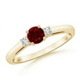 thumbnail image 1 of ANGARA Natural Round Ruby & Diamond Three Stone Engagement Ring in 14K Yellow Gold for Women (Size-5mm) | July Birthstone, Birthday, Anniversary, Jewelry Gift for Women | Natural Ruby Ring, 1 of 9