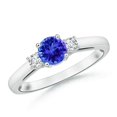 thumbnail image 1 of ANGARA Natural Round Tanzanite & Diamond Three Stone Engagement Ring in 14K White Gold for Women (Size-6mm) | December Birthstone, Anniversary, Jewelry Gift for Women | Natural Tanzanite Ring, 1 of 8