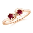 thumbnail image 1 of ANGARA Natural Round Two Stone Twist Ruby Ring in 14K Rose Gold for Women (Size-3.2mm) | July Birthstone, Birthday, Anniversary, Jewelry Gift for Women | Natural Ruby Ring, 1 of 7