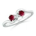 thumbnail image 1 of ANGARA Natural Round Two Stone Twist Ruby Ring in 14K White Gold for Women (Size-3.2mm) | July Birthstone Jewelry for Her | Natural Ruby Rings, 1 of 8