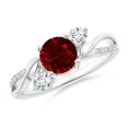 thumbnail image 1 of ANGARA Natural 1 ct Ruby and Diamond Twisted Vine Ring in 14K White Gold for Women (Size-6mm) | July Birthstone, Birthday, Anniversary, Jewelry Gift for Women | Natural Ruby Ring, 1 of 10