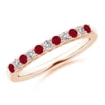 thumbnail image 1 of ANGARA Natural Ruby and Diamond Half Eternity Wedding Ring in 14K Rose Gold for Women (Size-2mm) | July Birthstone Jewelry for Her | Natural Ruby Rings, 1 of 9