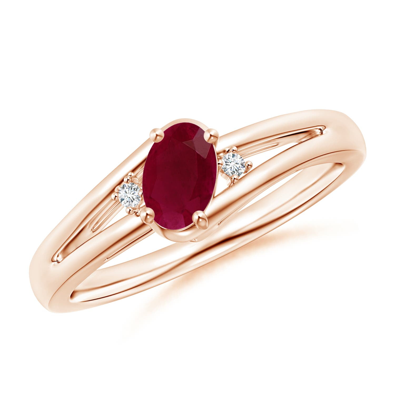 ANGARA Natural Ruby and Diamond Split Shank Ring in 14K Rose Gold for ...
