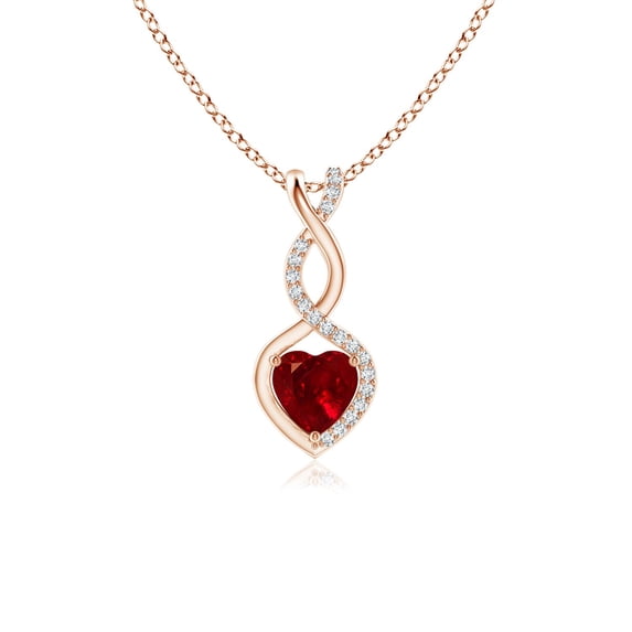 Angara Natural Ruby Infinity Heart Pendant Necklace in 14K Rose Gold for Women (Size-5mm) - July Birthstone Jewelry | Natural Ruby Necklace