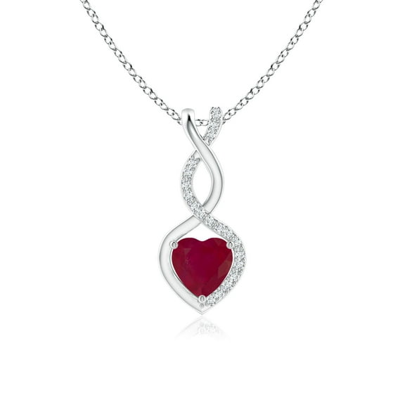 ANGARA Natural Ruby Infinity Heart Pendant with Diamonds in 14K White Gold for Women (Size-5mm) | July Birthstone, Birthday, Anniversary, Jewelry Gift for Women | Natural Ruby Necklace