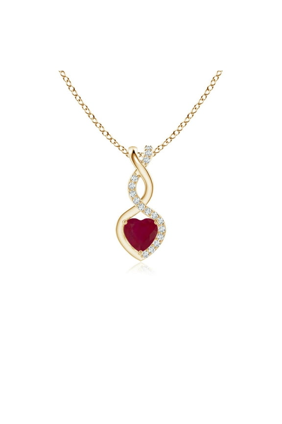 Natural Ruby Pendant Necklace for Women in 14K Yellow Gold (Size-4mm) - July Birthstone Jewelry | Ruby Infinity Heart Pendant