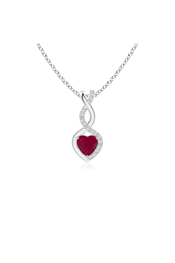 Natural Ruby Heart Pendant Necklace in 925 Sterling Silver for Women (Size-4mm) - July Birthstone Jewelry | Ruby Infinity Pendant