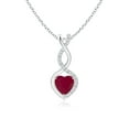 thumbnail image 1 of Angara Natural Ruby Heart Pendant Necklace in 925 Sterling Silver for Women (Size-5mm) - July Birthstone Jewelry | Ruby Infinity Pendant, 1 of 9
