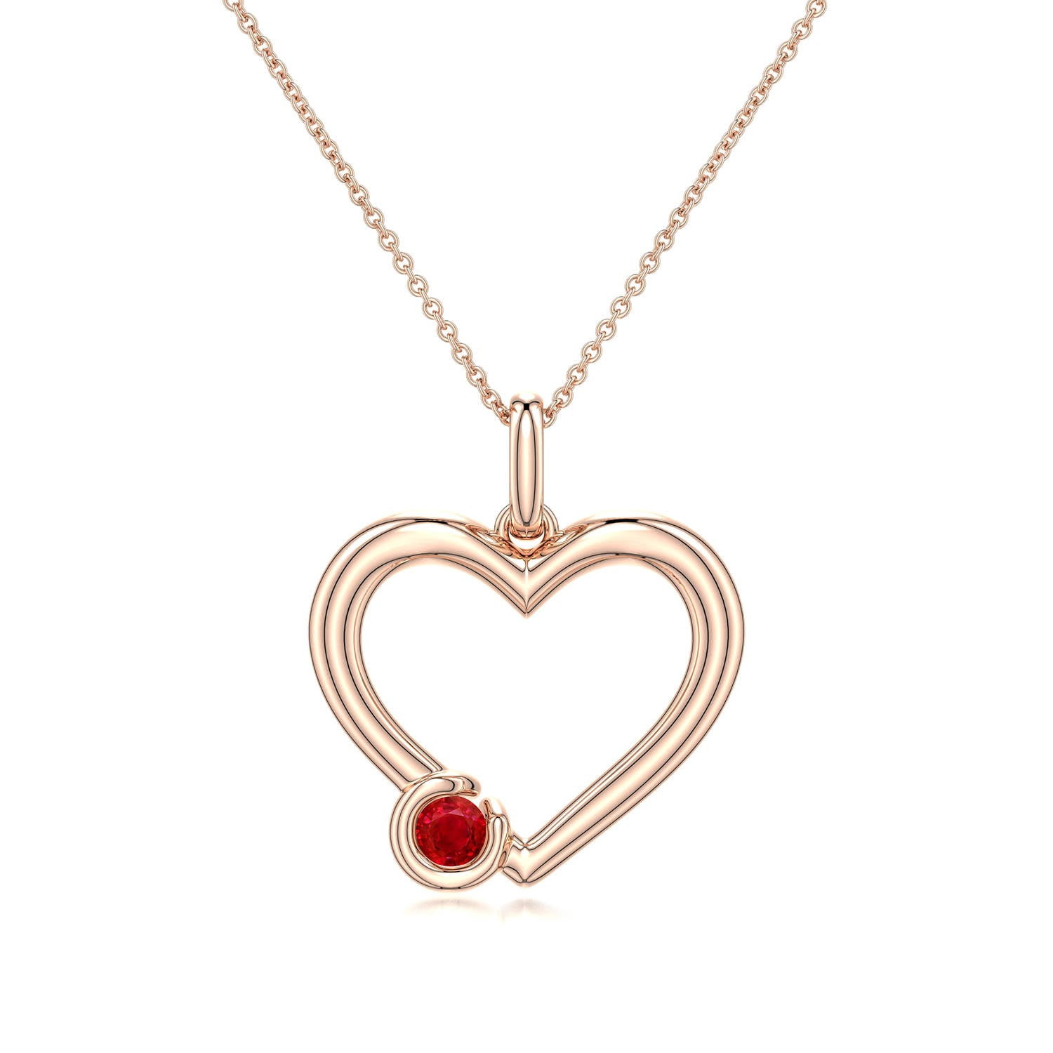 Ruby Dc ANGARA Natural Ruby Necklace for Women in 14K Rose Gold - Offset Ruby ...