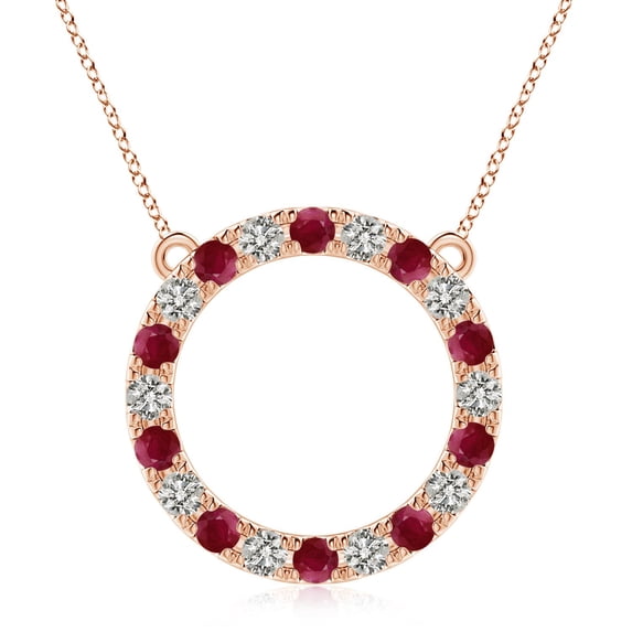 Ruby Dc ANGARA Natural Ruby Necklace for Women in 14K Rose Gold - Ruby and ...