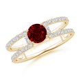thumbnail image 1 of ANGARA Natural Ruby Parallel Split Shank Ring with Accents in 14K Yellow Gold for Women (Size-5mm) | July Birthstone, Birthday, Anniversary, Jewelry Gift for Women | Natural Ruby Ring, 1 of 9