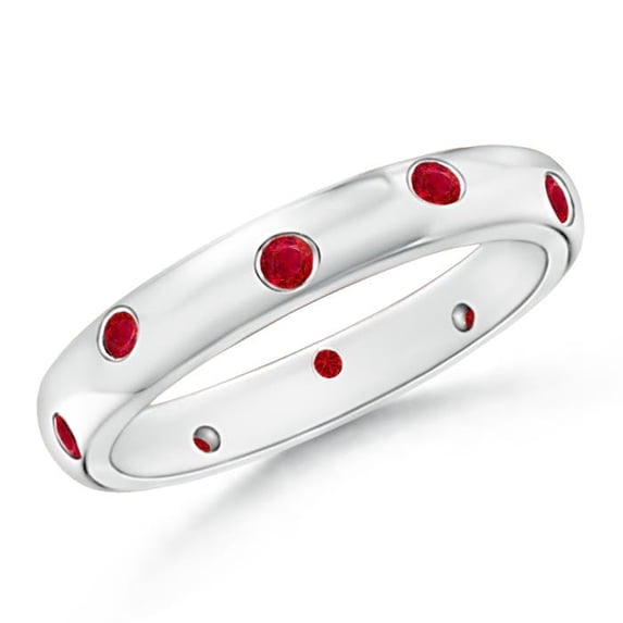 ANGARA Natural Ruby Stackables Ring for Women, Girls in 14K White Gold, Ring Size- 5.5 (Stone Grade: Best-AAA, Size: 2mm)July Birthstone Jewelry Gift for Her Birthday, Engagement, Wedding, Anniversary