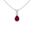 thumbnail image 1 of Angara Natural Ruby Teardrop V-Bale Pendant Necklace with Diamond in 925 Sterling Silver for Women - July Birthstone Jewelry | Natural Ruby Necklace, 1 of 9