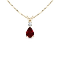 ANGARA Natural Ruby Teardrop Pendant with Diamond in 14K Yellow Gold for Women (Size-6x4mm) | July Birthstone, Birthday, Anniversary, Jewelry Gift for Women | Natural Ruby Necklace
