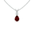 thumbnail image 1 of Angara Natural Ruby Teardrop V-Bale Pendant Necklace with Diamond in 925 Sterling Silver for Women - July Birthstone Jewelry | Natural Ruby Necklace, 1 of 9