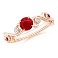 thumbnail image 1 of ANGARA Natural Ruby and Diamond Ivy Scroll Ring in 14K Rose Gold for Women (Size-5mm) | July Birthstone Jewelry for Her | Natural Ruby Rings, 1 of 9
