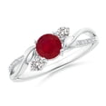 thumbnail image 1 of ANGARA Natural Ruby and Diamond Twisted Vine Ring in 14K White Gold for Women (Size-5mm) | July Birthstone Jewelry for Her, 1 of 13