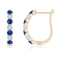 ANGARA Natural Sapphire and Diamond Huggie Hoop Earrings in 14K Rose Gold for Women (Size-2.5mm) | September Birthstone, Birthday, Anniversary, Jewelry Gift for Women | Natural Blue Sapphire Earrings