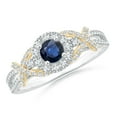 thumbnail image 1 of ANGARA Natural Sapphire & Diamond Ring with 'X' Motif in 14K White & Yellow Gold for Women (Size-4mm) | September Birthstone, Anniversary, Jewelry Gift for Women | Natural Sapphire Ring, 1 of 9