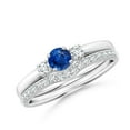 thumbnail image 1 of ANGARA Natural Sapphire and Diamond Three Stone Bridal Set in 14K White Gold for Women (Size-4mm) | September Birthstone, Birthday, Anniversary, Jewelry Gift for Women | Natural Blue Sapphire Ring, 1 of 8