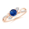 thumbnail image 1 of ANGARA Natural Sapphire and Diamond Twisted Vine Ring in 14K Rose Gold for Women (Size-5mm) | September Birthstone, Birthday, Anniversary, Jewelry Gift for Women | Natural Blue Sapphire Ring, 1 of 10