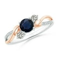 thumbnail image 1 of ANGARA Natural Sapphire and Diamond Twisted Vine Ring in 14K White & Rose Gold for Women (Size-5mm) | September Birthstone, Birthday, Anniversary, Jewelry Gift for Women | Natural Blue Sapphire Ring, 1 of 12