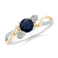 thumbnail image 1 of ANGARA Natural Sapphire and Diamond Twisted Vine Ring in 14K White & Yellow Gold for Women (Size-5mm) | September Birthstone, Anniversary, Jewelry Gift for Women | Natural Blue Sapphire Ring, 1 of 12