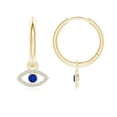 thumbnail image 1 of ANGARA Natural Sapphire Evil Eye Hoop Earrings with Diamonds in 14K Yellow Gold for Women (Size-2.5mm) | September Birthstone, Anniversary, Jewelry Gift for Women | Natural Blue Sapphire Earrings, 1 of 7