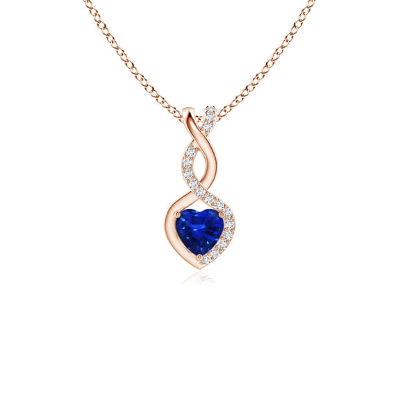 Angara Natural Blue Sapphire Infinity Heart Pendant Necklace in 14K Rose Gold for Women - Natural Blue Sapphire Necklace