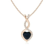 ANGARA Natural Sapphire Infinity Heart Pendant with Diamonds in 14K Rose Gold for Women (Size-5mm) | September Birthstone, Anniversary, Jewelry Gift for Women | Natural Blue Sapphire Necklace