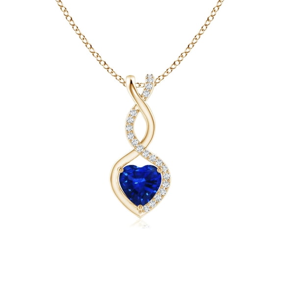 Angara Natural Blue Sapphire Pendant Necklace for Women in 14K Yellow Gold - September Birthstone Jewelry | Blue Sapphire Infinity Heart Pendant