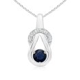 thumbnail image 1 of ANGARA Natural Sapphire Infinity Knot Pendant with Diamonds in 14K White Gold for Women (Size-5mm) | September Birthstone, Anniversary, Jewelry Gift for Women | Natural Blue Sapphire Necklace, 1 of 8