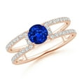 thumbnail image 1 of ANGARA Natural Sapphire Parallel Split Shank Ring with Accents in 14K Rose Gold for Women (Size-5mm) | September Birthstone, Birthday, Anniversary, Jewelry Gift for Women | Natural Blue Sapphire Ring, 1 of 9