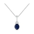 thumbnail image 1 of ANGARA Natural Sapphire Solitaire Pendant with Trio Diamond in 925 Sterling Silver for Women (Size-5x4mm) | September Birthstone, Anniversary, Jewelry Gift for Women | Natural Blue Sapphire Necklace, 1 of 7