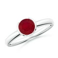 thumbnail image 1 of ANGARA Natural Semi Bezel-Set 1 ct Ruby Solitaire Engagement Ring in 14K White Gold for Women (Size-6mm) | July Birthstone Jewelry for Her | Natural Ruby Rings, 1 of 9