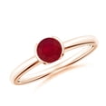 thumbnail image 1 of ANGARA Natural Semi Bezel-Set Ruby Solitaire Engagement Ring in 14K Rose Gold for Women (Size-5mm) | July Birthstone Jewelry for Her, 1 of 9
