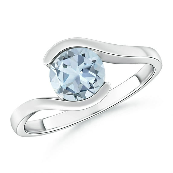 ANGARA Natural Semi Bezel-Set Solitaire 1.12 ct Aquamarine Bypass Ring in 925 Sterling Silver for Women (Size-7mm) | March Birthstone, Anniversary, Jewelry Gift for Women | Natural Aquamarine Ring
