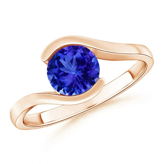 ANGARA Natural Semi Bezel-Set Solitaire Round 1.45 ct Tanzanite Bypass Ring in 14K Rose Gold for Women (Size-7mm) | December Birthstone, Anniversary, Jewelry Gift for Women | Natural Tanzanite Ring