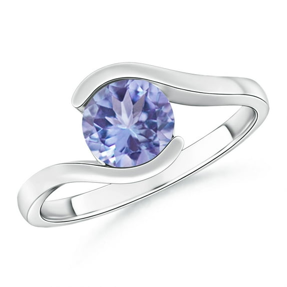ANGARA Natural Semi Bezel-Set Solitaire Round 1.45 ct Tanzanite Bypass Ring in 14K White Gold for Women (Size-7mm) | December Birthstone, Anniversary, Jewelry Gift for Women | Natural Tanzanite Ring